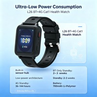 Montre connectée 4G L26 étanche IP67 avec batterie longue durée (36-144h), localisation multi-satellites, appels et alertes d'urgence pour la santé et la sécurité