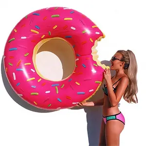 Büyük boy 120cm sevimli donut tasarım yetişkin bebek şişme havuz yüzen güvenli yüzme simidi