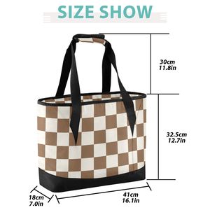 Bolsa de Almuerzo Personalizada a Cuadros Marrones para Mujer, para Compras y Uso al Aire Libre, Bolsa Térmica al por Mayor con Cierre de Cremallera - Product Image 2