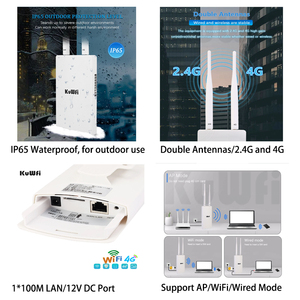 आईपी कैमरे के लिए आउटडोर 4जी कुडब्ल्यूएफआई हाई स्पीड 300एमबीपीएस सिम कार्ड राउटर आरजे45 पोर्ट व्हाइट आउटडोर 4जी एलटीई वाईफाई राउटर - Product Image 2