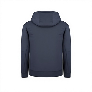 Sudadera con capucha unisex azul oscuro de punto, cierre de cremallera, corte regular, informal, manga larga, para invierno, 100% algodón, antiencogimiento, estilo flare. - Product Image 2