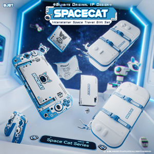 Ensemble complet Space Cat 6-en-1 pour <span class=keywords><strong>Nintendo</strong></span> <span class=keywords><strong>Switch</strong></span> 2, étui de transport rigide en EVA avec coque de station d'accueil et design astronaute pour cartes de jeu - Product Image 1