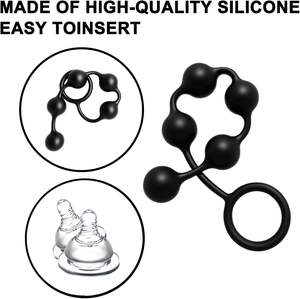 Tapón de Bolas Negras Serie Master para Hombres, Mujeres y Parejas, <span class=keywords><strong>Esferas</strong></span> Graduadas con Anillo de Tracción, Superficie Lisa, Juguete Sexual para Adultos - Product Image 4