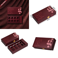 Boîte cadeau de luxe rouge bordeaux à tiroir coulissant avec logo de marque découpé sur mesure, boîte d'emballage en papier à 8 emplacements pour chocolats