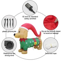 Modèle gonflable de 1,5 m Chien saucisse avec chapeau de Noël et lumières LED pour l'aménagement de lieux, la décoration de jardins et les pièces de présentation