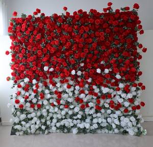 Panel de Pared Floral Enrollable A-1414, Cortina de Fondo con Diseño de Rosas en Degradado, Pared de Flores Artificiales de Seda para Decoración de Bodas - Product Image 1