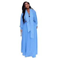 Robe longue décontractée taille haute pour femme, style A-line, avec laçage et imprimé pois, pour l'automne, effet amincissant à la taille