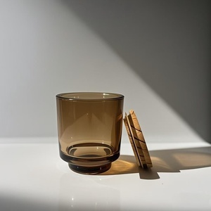 Hot Bán Sang Trọng 290Ml 9.8 Oz Rõ Ràng Dày Vòng Hổ Phách Nến Container Nến Thủy Tinh Lọ Với Nắp - Product Image 1