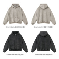 Sweat à capuche 500G teint à la cire, délavé à l'acide, coupe oversize, poche kangourou, épaules tombantes, logo personnalisé, unisexe, streetwear, OEM, vente en gros