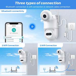 Cámara de Seguridad Usada de 20MP, Cámaras de Vigilancia WiFi Panorámicas HD con Reloj, Lente de Visión Nocturna - Product Image 5