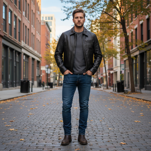 Giacca Casual in Pelle di Capra di Alta Qualità per <span class=keywords><strong>Uomo</strong></span>, Stile Bomber Personalizzato, Produzione OEM con MOQ Basso - Product Image 3