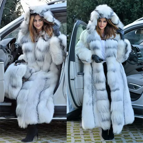 Atacado Mulheres De Luxo Branco Faux Fur Mink Longo Trincheira Casacos Para A Mulher Genuine Mink Fur