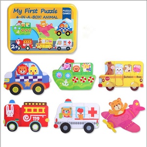 Baby 6-in-1 ijzeren doos dieren houten puzzelspel voor kinderen Montessori vroeg educatief speelgoed 2024 populaire kinderpuzzels - Product Image 3