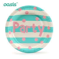 Assiette en papier jetable Oasis Custom de 7 pouces pour fêtes d'enfants, design de dessin animé, 100% compostable, résistante à l'huile et à l'eau