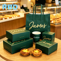 Série de contenants alimentaires personnalisés avec logo, boîtes et sacs en papier pour boissons chaudes, thé au lait, bubble tea à emporter pour les boutiques de tartelettes aux œufs