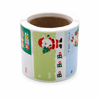 Étiquettes autocollantes rectangulaires en papier en gros pour la décoration de boîtes cadeaux, rouleaux d'autocollants festifs Joyeux Noël, étiquettes d'emballage