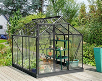 Serre isolée agricole Abri de jardin Étagère à fleurs Maison de jardin Maison verte Mini serre en verre avec toit Jardin surélevé