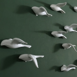 Artisanat mural suspendu, oiseau blanc, céramique, décoration murale, Art de maison, 10 pièces - Product Image 4