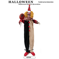Nouvelle Décoration de Scène pour Halloween 2026 : Clown Électrique Lumineux de 1,8 m, Contrôlé par la Voix et Capteur, Idéal pour Maison Hantée et Salle Secrète