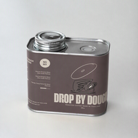 Nouvelle boîte à café carrée de luxe personnalisée avec logo, en fer blanc premium, hermétique avec valve de dégazage, emballage cadeau pour grains de café, réutilisable