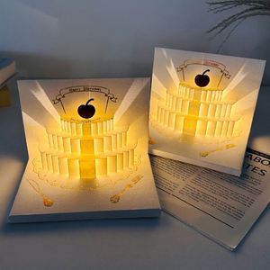 High-End Rectangle 3D Stereo Birthday Cake <b>Envelope</b> Photo Storage Postcard Card Hot Stamped Blessing <b>Gift</b> Box Holy White - Product Image 4