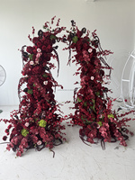 Arche de fleurs artificielles de haute qualité personnalisable, arche de fleurs bordeaux pour la décoration de mariage