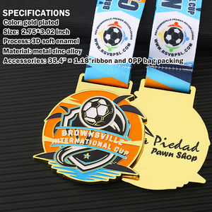 Medalla de oro personalizada al por mayor, medallas de fútbol internacionales, medallas de fútbol, logotipo 3D de aleación de zinc y metal, medallas esmaltadas para personalizar - Product Image 2