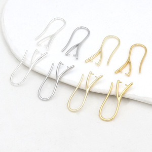 18k genuine gold color-preserving copper plated smooth U-shaped ear <b>hook</b> pearl DIY handmade <b>earrings</b> ear <b>hook</b> accessories with - Product Image 1