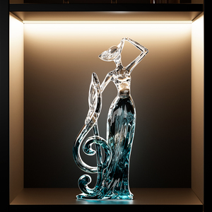 Escultura de Cristal Transparente con Figura de Nota Musical Abstracta, Decoración de Oficina Moderna y Lujosa, Regalo - Product Image 4
