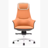 Chaise de bureau exécutive ergonomique en cuir PU, pivotante, moderne, pour patron, hauteur réglable, base en aluminium, vente directe d'usine