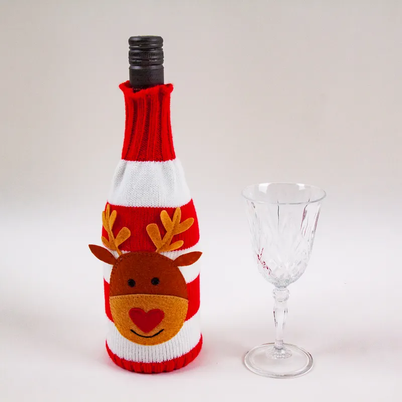 Wholesale in bulk Christmas home decoration wine bottle bag with acrylic fabric for table setting
