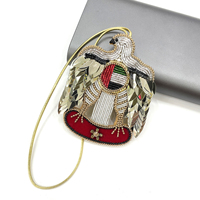 PH177 Nouveauté : Pendentif Aigle Fait Main avec Strass et Patch Drapeau des Émirats Arabes Unis – Ornement Suspendu pour Sacs et Voitures