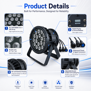 Luz LED PAR RGBW 4 en 1 de 18x10W, DMX512, activada por sonido, para escenario, disponible en Filipinas - Product Image 3
