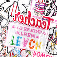 Lot de patchs brodés thermocollants en PVC à paillettes faits main pour enseignants, motifs crayon, pomme, livre, nœud papillon, pour vêtements, sacs et chaussures, esprit scolaire