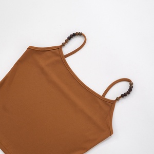 Viviblook เสื้อกั๊ก2025 J25TP173วินเทจใหม่สีทึบลูกปัดเสื้อสายคล้องเอวลอยเซ็กซี่สำหรับผู้หญิง - Product Image 6