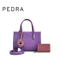 PEDRA Mercados Chinos en Línea, Bolso de Mano de Cuero PU de 2 Piezas, Color en Contraste, Bolsos de Mano de Lujo para Mujer
