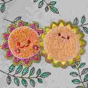 Hot Sale Iron On/self Sticker Gold Glitter Edge Embroidered Cute Cartoon Sun Paw Cloud rainbow Star Chenille Patch - Product Image 3