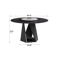 Voxhome Ensemble de table à manger en pierre de roche légère et luxueuse Table ronde moderne simple Chaise Mobilier de salle à manger stable