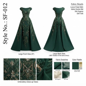 <b>Emerald</b> Green Cap Sleeve Gown with Pleated Overskirt Train Elegant Long Evening Party <b>Dress</b> for Formal Occasions - Product Image 1