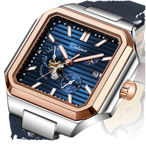 Reloj de Hombre Multifuncional Modelo Nuevo 6071 de la Marca Dulunwe, Resistente al Agua, con Función Luminosa, Seis Manecillas, Calendario, Acero Inoxidable, Analógico - Product Image 1