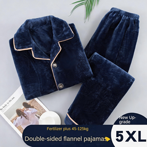 <span class=keywords><strong>Pigiama</strong></span> di flanella <span class=keywords><strong>invernale</strong></span> da <span class=keywords><strong>uomo</strong></span> giovane di mezza età Cora in poliestere/cotone a manica lunga ispessita calda e traspirante in maglia da notte - Product Image 2