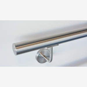 Pasamanos de pared de diseño contemporáneo, Ø 42,4 INOX AISI 304, acabado satinado 1,25 m de longitud con 2 soportes para cubiertas de barandillas - Product Image 1