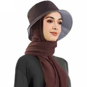 Syh39 Sombrero de verano Sombrero de lavabo Bufanda de hilo Un sombrero Sombra étnica Moda musulmana Gorras de pescador con bufanda