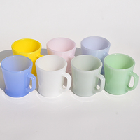 Neuankömmling Stapelbar 230ml Weiß Beige Rosa Grün Farbige Jade Glas Tasse Kaffeetasse Mit Griff