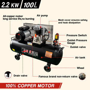 イタリアンタイプ2065 220v 50hz 2.2kw 3hp 100Lポータブルエアコンプレッサー - Product Image 2