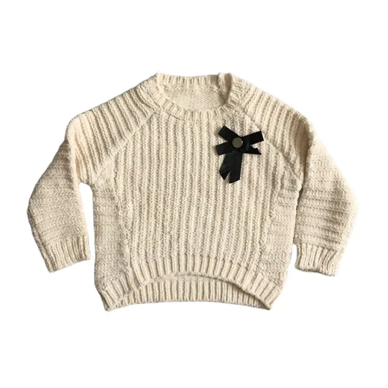 wholesale winter kids sweater cute bow warm knit sweater girl baby sweater