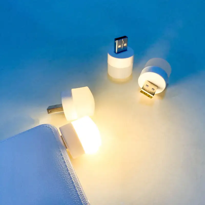 Lampu Baca Pelindung Mata LED Komputer, Lampu Colokan USB Kecil, Pengisian Daya Ponsel USB, Lampu Baca Bulat Kecil