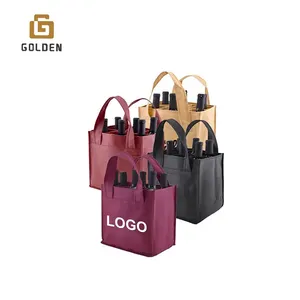 Golden Leather Wine Tote Chilling Cooler Carrier Bag Individual Drawstring Velvet Wine Bottle Bubble Wine Gift Bags