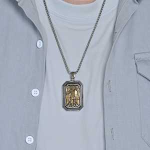 Collar con colgante de ángel de San Miguel para hombre, de acero inoxidable, con forma de escudo, regalo de joyería temática - Product Image 2