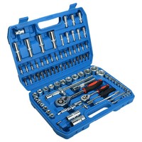 Jeu de clés à douilles OEM 94 pièces en acier au carbone traité thermiquement, noir, 1/2 et 1/4 pouce, pour réparation automobile